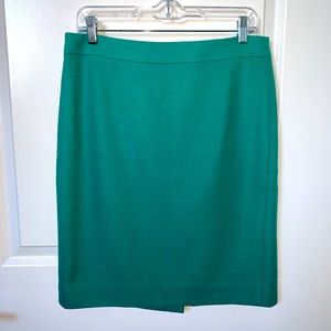 JCrew Green Wool Pencil Skirt 6